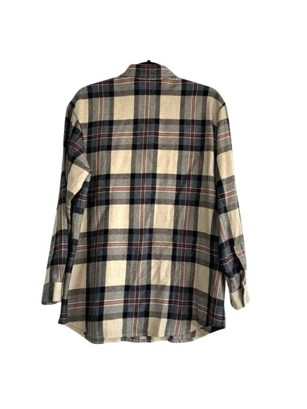 Chaus Sport Plaid Long Sleeve Button-Up Shirt Beige/Black Size 10 - Picture 6 of 7